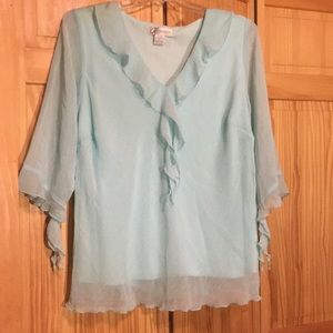 Mint green crepe blouse